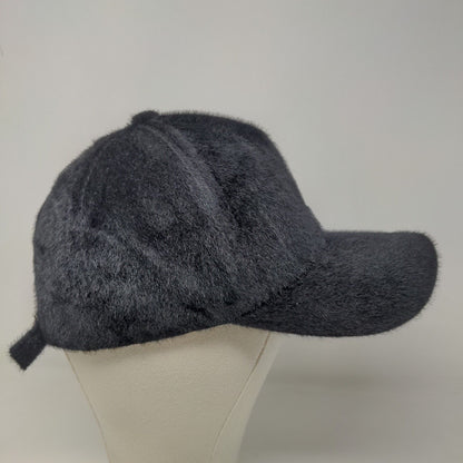 Unbranded Women's Slideback Hat Black Adjustable Fuzzy Furry 100% Polyester