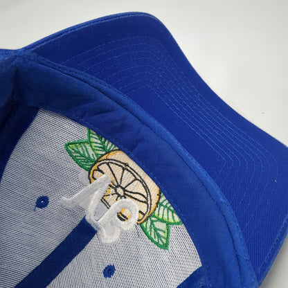 KC Snapback Hat Blue One Size Embroidered VB Lemon Graphic Structured Apparel