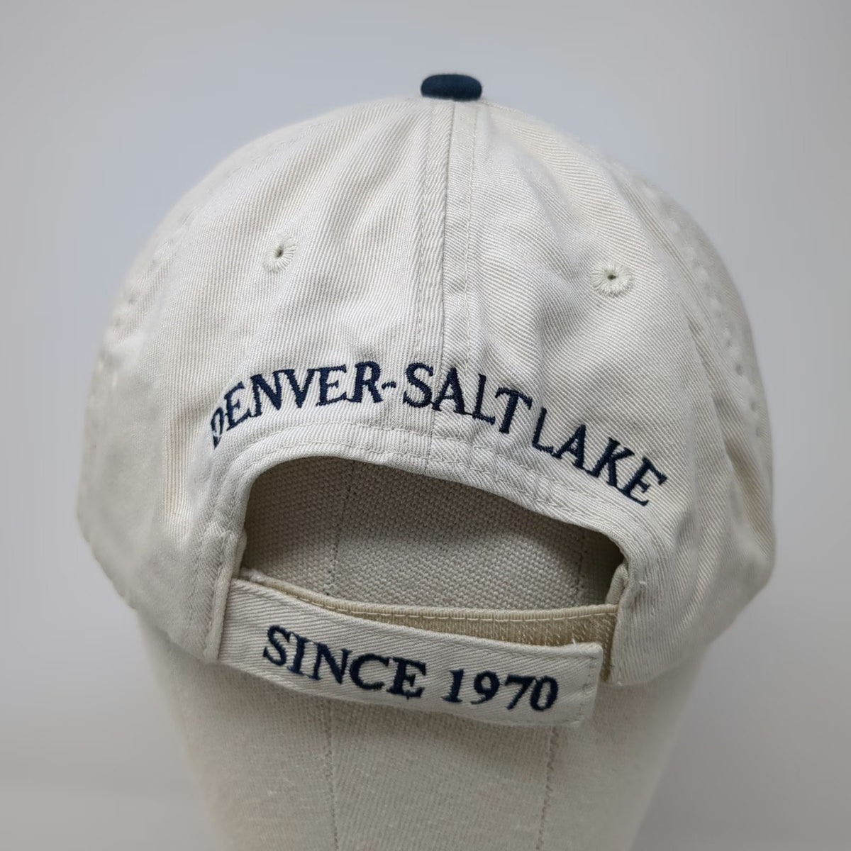 Baseball Cap Beige One Size H&S Denver Salt Lake Since 1970 Strapback Trim Hat