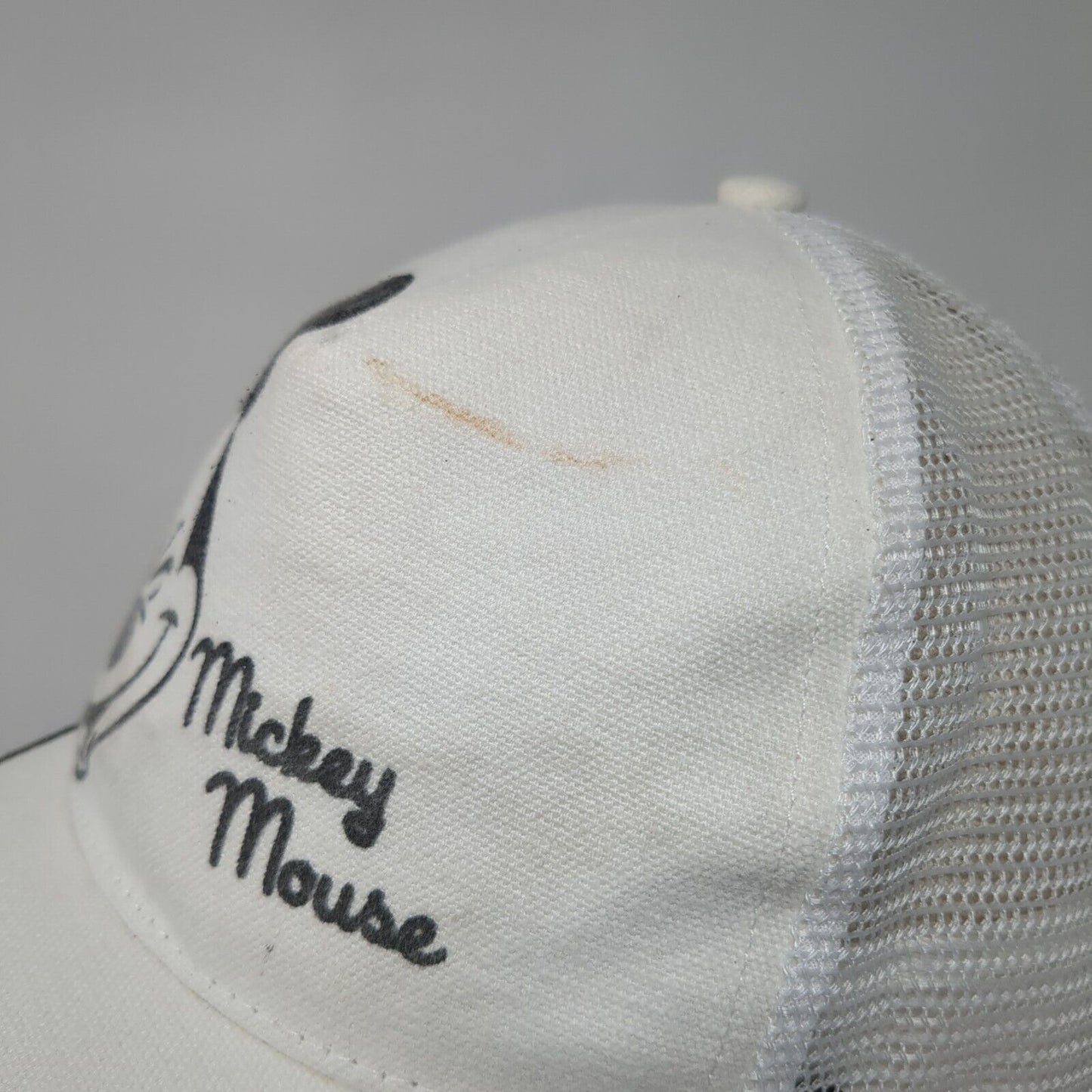 Mickey Mouse Snapback Trucker Hat White OSFA Mesh Back Disney