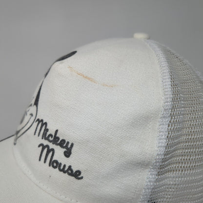 Mickey Mouse Snapback Trucker Hat White OSFA Mesh Back Disney