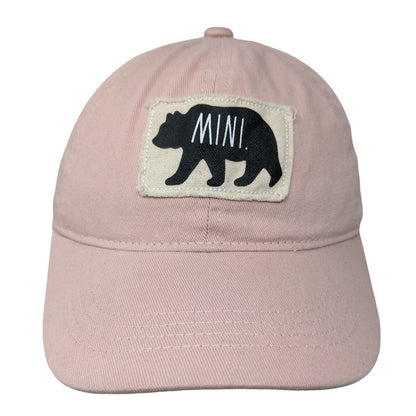 Rae Dunn Women's Stretchy Hat Pink Size OSFM 100% Cotton Patch Bear Logo