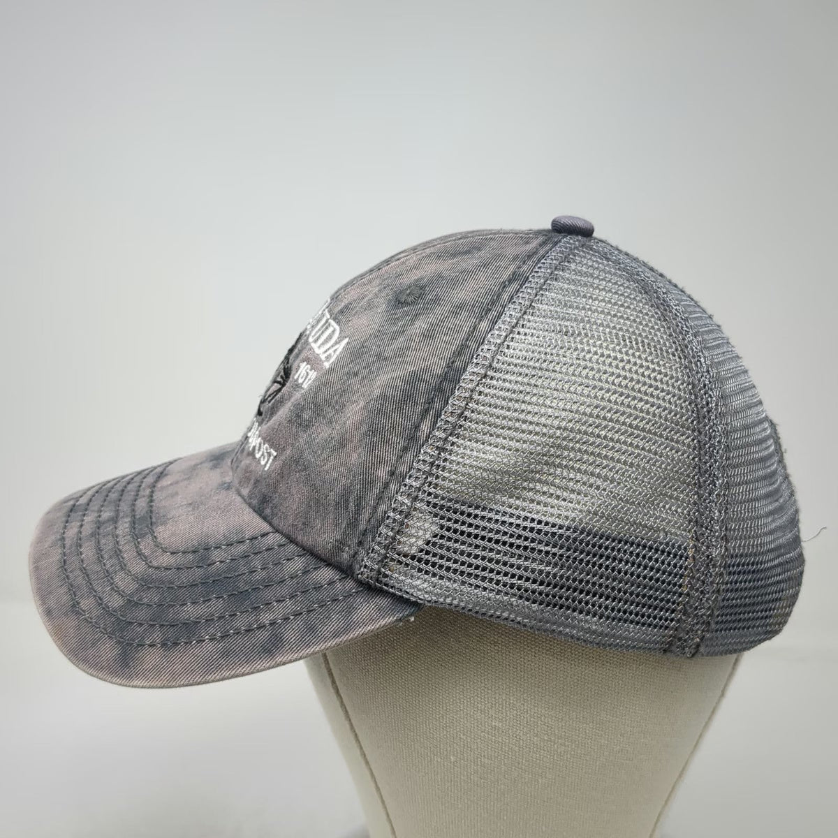 Royal Resortwear Trucker Hat Gray One Size Bermuda Atlantic Outpost Palm Trees