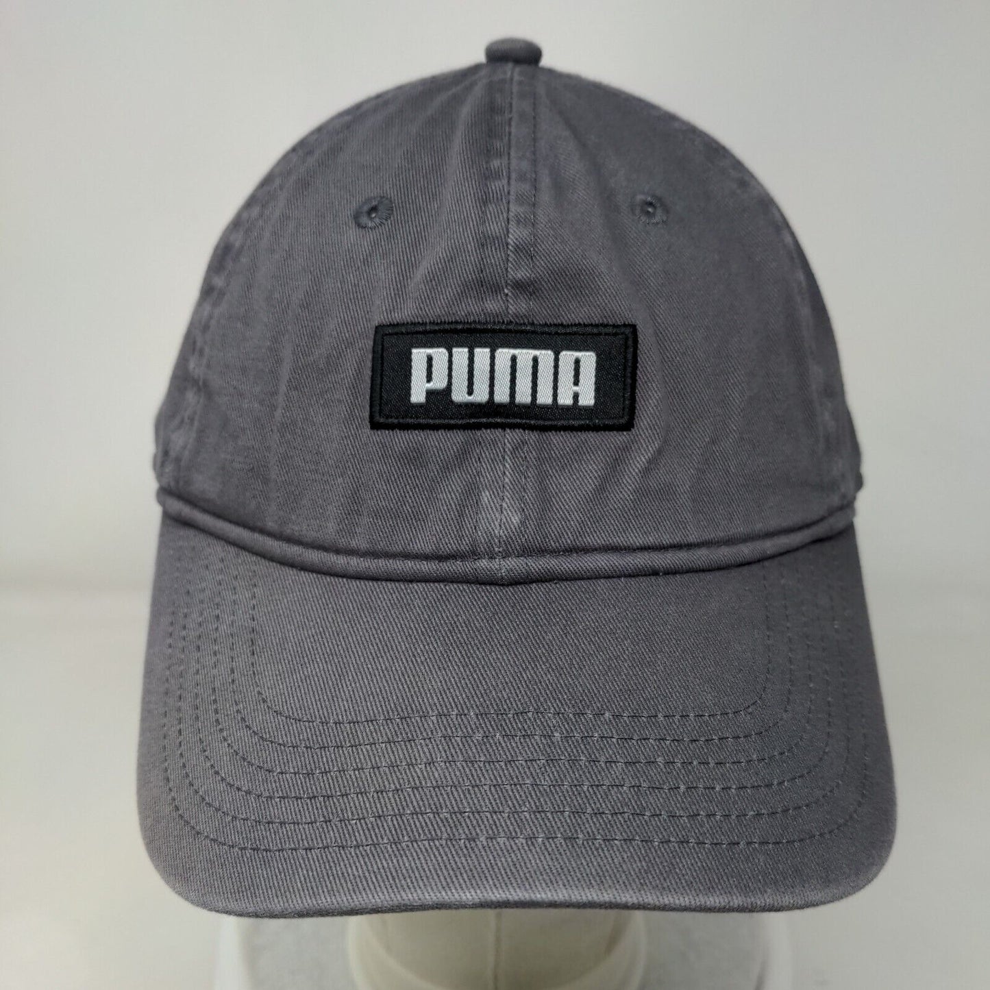 PUMA Patch Slideback Hat Gray One Size Adjustable 6 Panel Vent Holes
