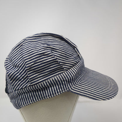 Merit Snapback Hat Blue White Hickory Stripe One Size Cotton Engineer Striped
