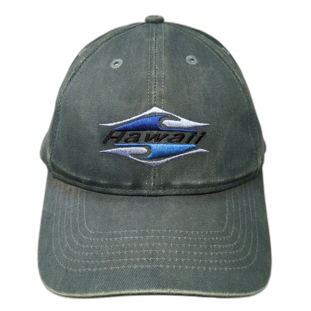 Hawaiian Headwear Baseball Cap Green One Size Hawaii Wave Leather Strapback Hat