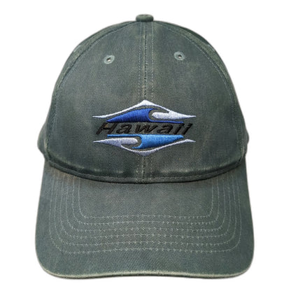 Hawaiian Headwear Baseball Cap Green One Size Hawaii Wave Leather Strapback Hat