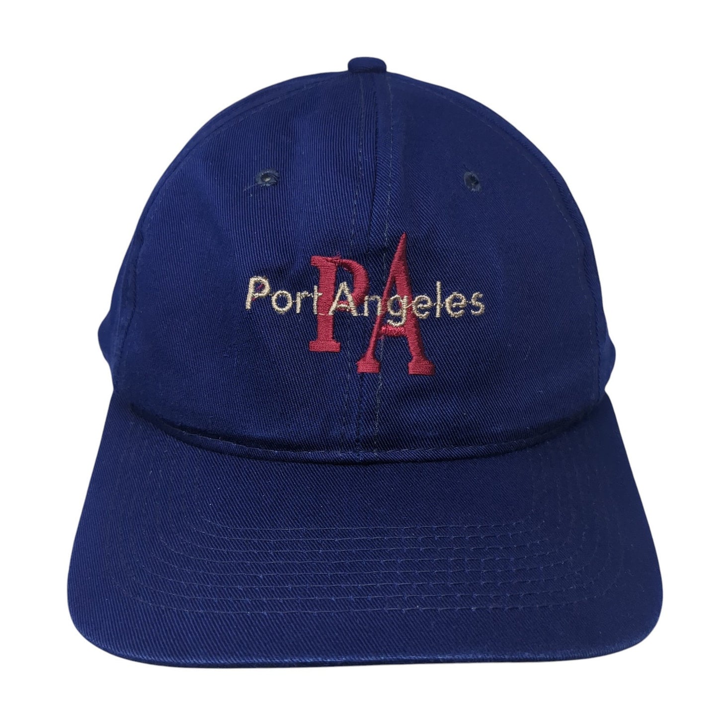 Port Angeles Snapback Hat Blue One Size Adjustable Embroidered Triangle