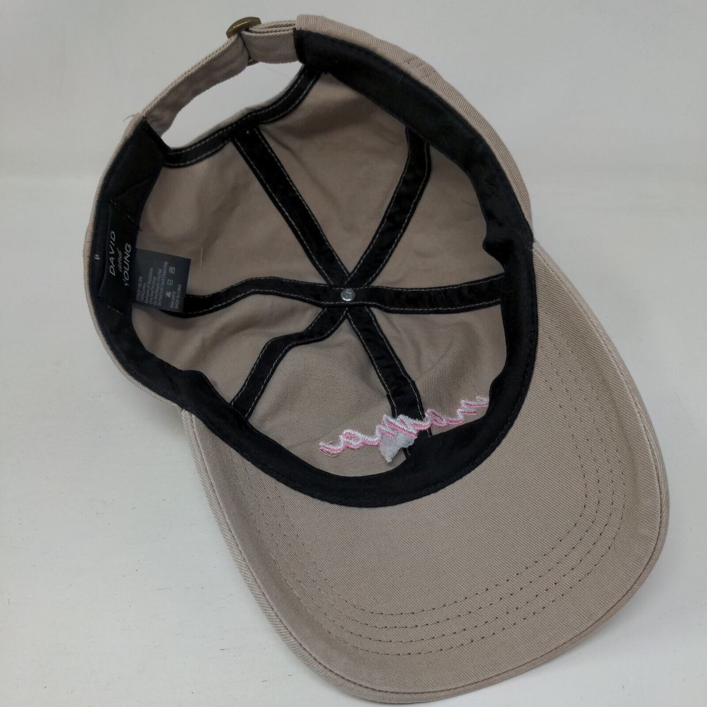 Mama Slideback Hat Tan OSFM Adjustable Embroidered David And Young