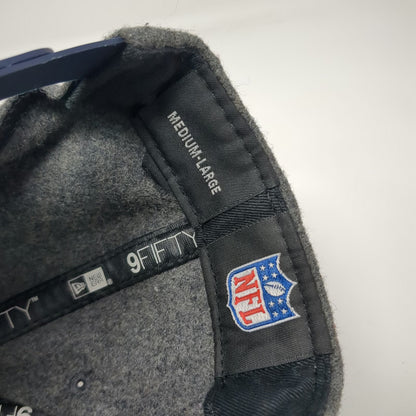 New Era Snapback Hat Gray Green L Seattle Seahawks NFL Flat Brim Wool 9FIFTY