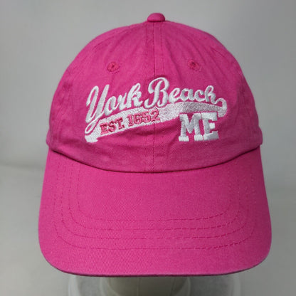 York Beach Me Est. 1652 Slideback Hat Pink One Size Embroidered Kid U Not Cotton