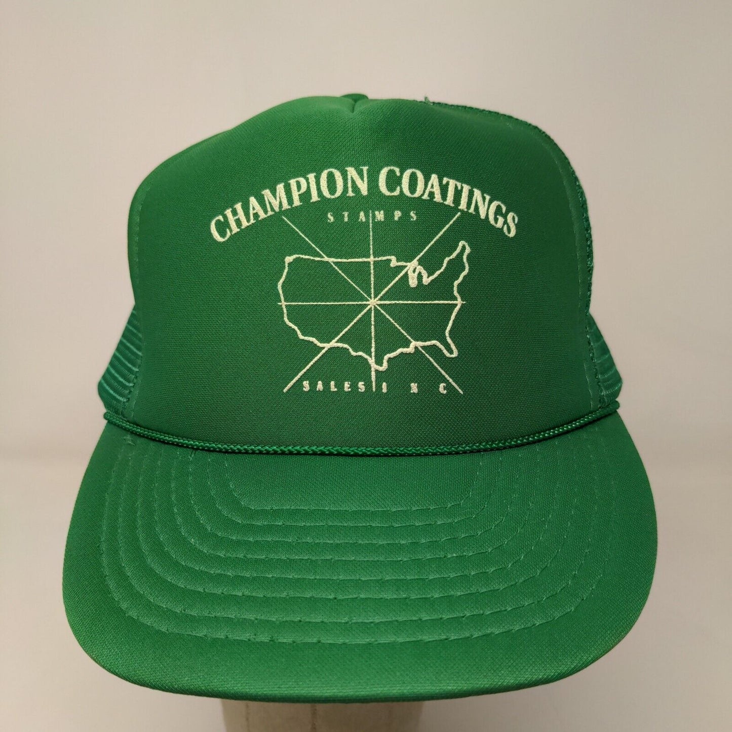 Otto Men's Snapback Mesh Back Trucker Hat Green OSFA Champion Coatings Logo