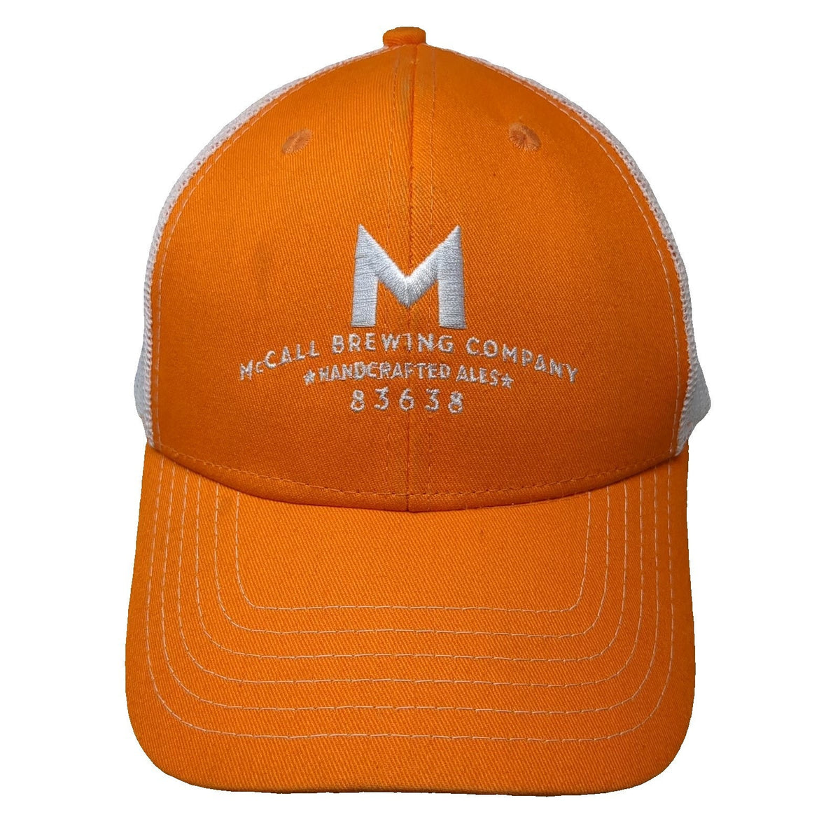 Brewery Branding Co Trucker Hat Orange White OSFM Mesh Snapback McCall Brewing