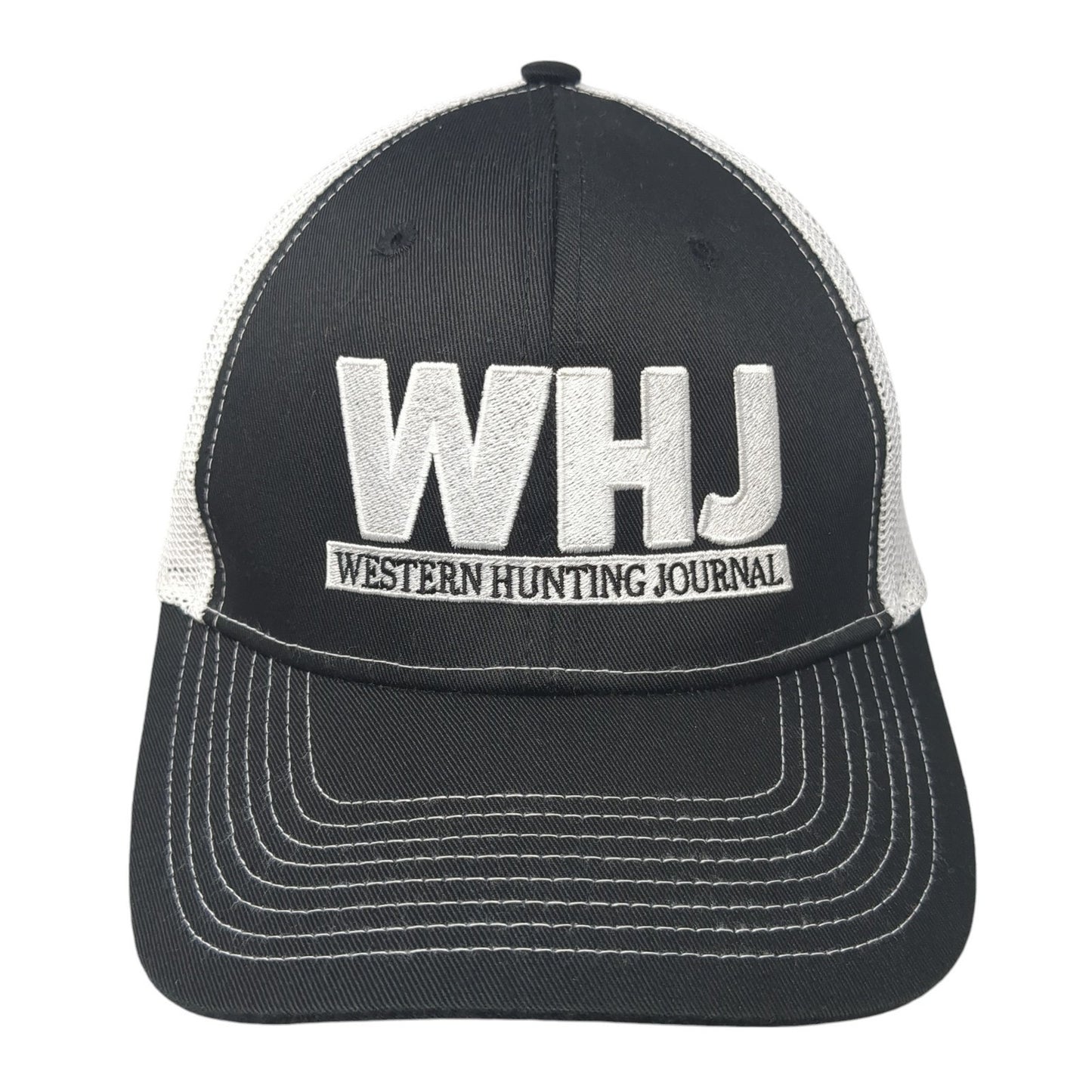 WHJ Western Hunting Journal Trucker Hat Black OS Adjustable Mesh Back Ivory