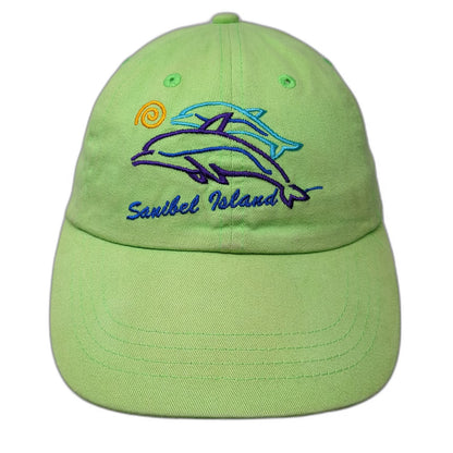 Distinctive Headwear Green Baseball Cap OSFM Sanibel Island Dolphin Hat Florida