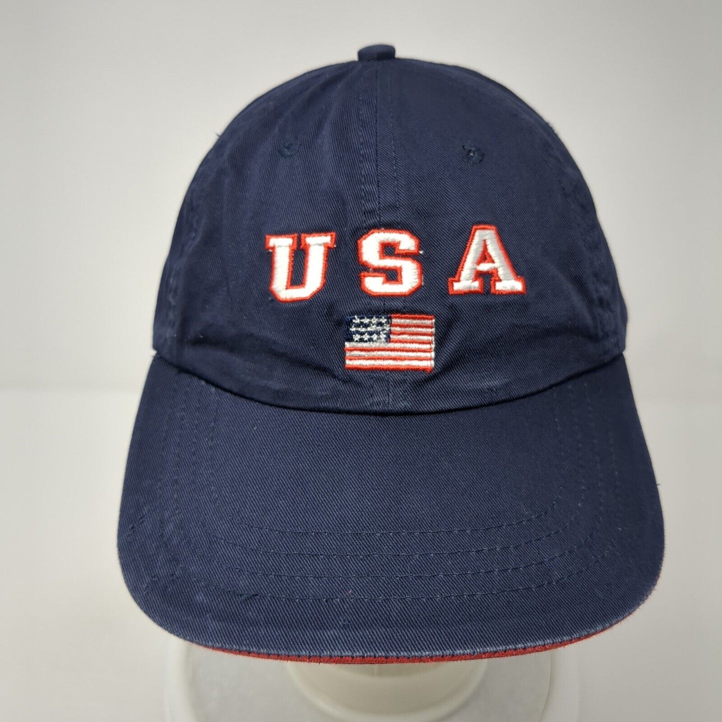 USA Flag 2001 Slideback Hat Blue One Size Solid Adjustable Embroidered