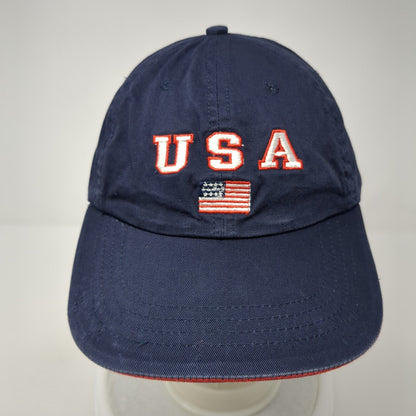 USA Flag 2001 Slideback Hat Blue One Size Solid Adjustable Embroidered
