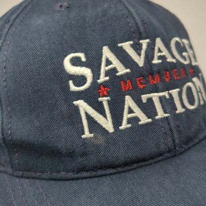 Savage Nation Member Blue Baseball Cap One Size Leather Strap Made in USA Hat