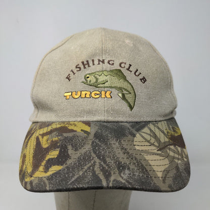 Turck Fishing Club Men's Slideback Hat Tan OSFA Camo Embroidered Logo Cotton