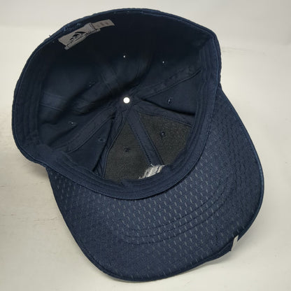 Adidas Baseball Cap Blue White 7 1/4 Fitted Hat Mesh Logo Curved Brim Piping