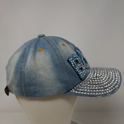 Unbranded Women's Denim Slideback Hat Blue Bling Rhinestone BOSS Accents