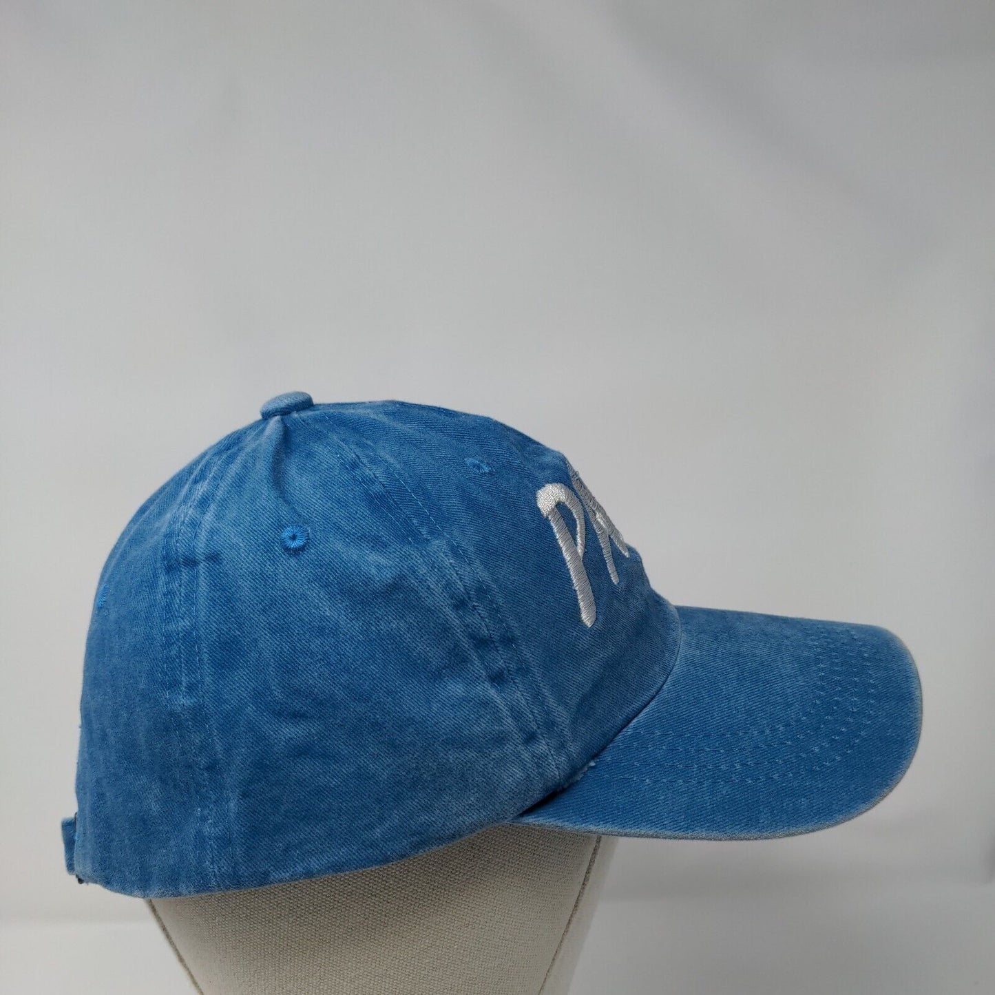 PAGA Slideback Hat Blue One Size Adjustable Embroidered Vented Holes 6 Panel