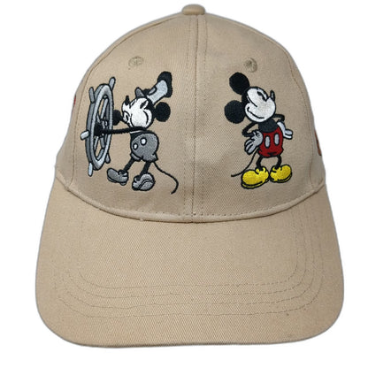Disney Baseball Cap Beige One Size Mickey Mouse Multi Character Strapback Hat