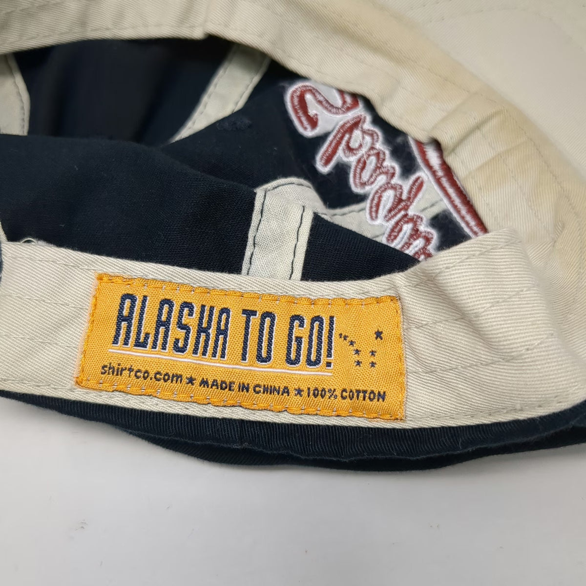 Alaska To Go! Baseball Cap Blue One Size Skagway Script Embroidery Slideback Hat