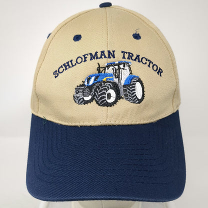 Nissin Baseball Cap Beige Blue One Size Schlofman Tractor Embroidered Curved Hat
