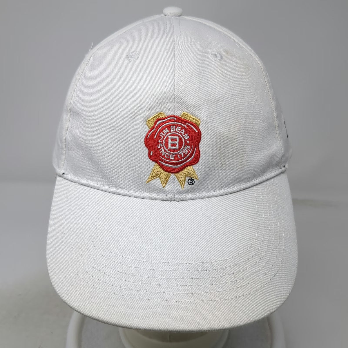 Jim Beam Baseball Cap White One Size Born and Barreled in the USA Cotton Hat