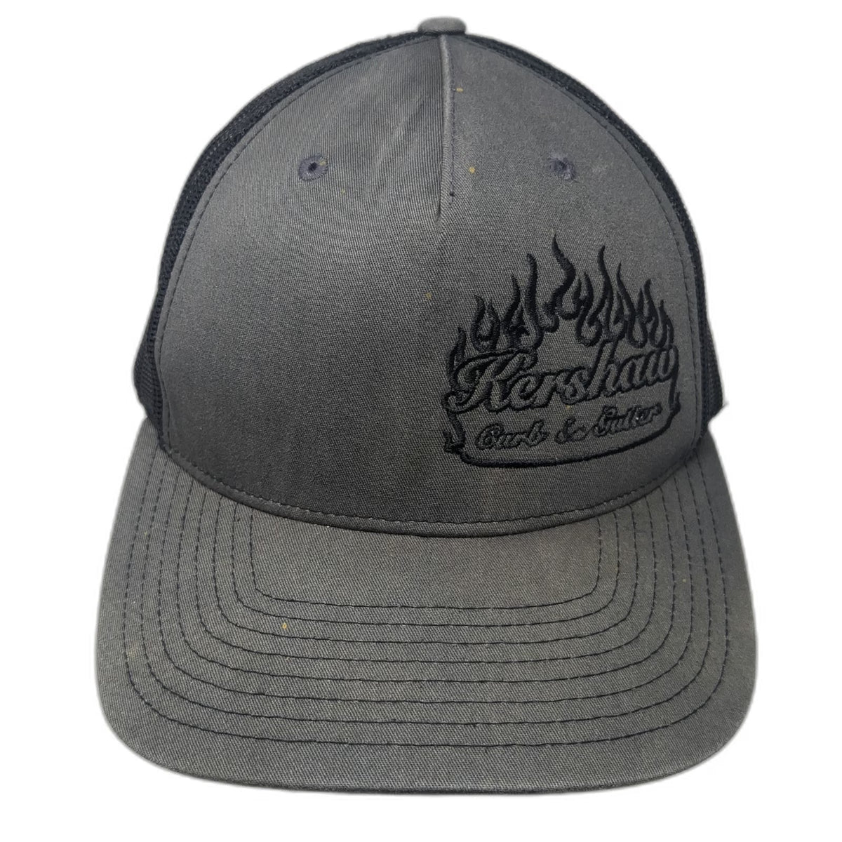 Richardson Trucker Hat Gray One Size Snapback Kershaw Curb & Gutter Flames Mesh