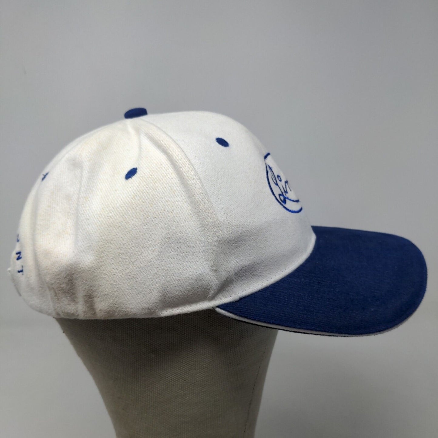 Linds Bowling Men's Strapback Hat White Blue Adjustable Embroidered Logo