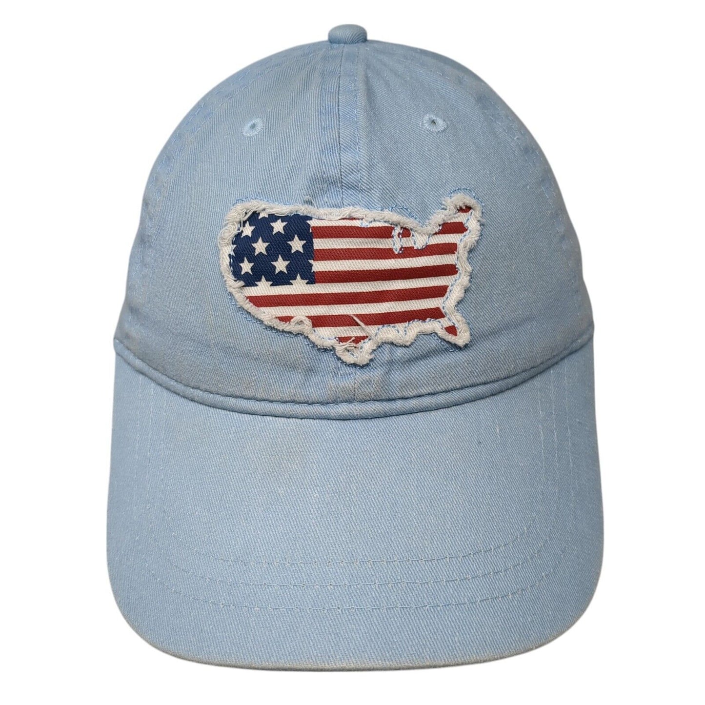 USA United States Map Flag Patch Snapback Hat Blue One Size Adjustable
