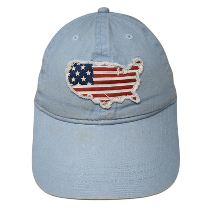 USA United States Map Flag Patch Snapback Hat Blue One Size Adjustable
