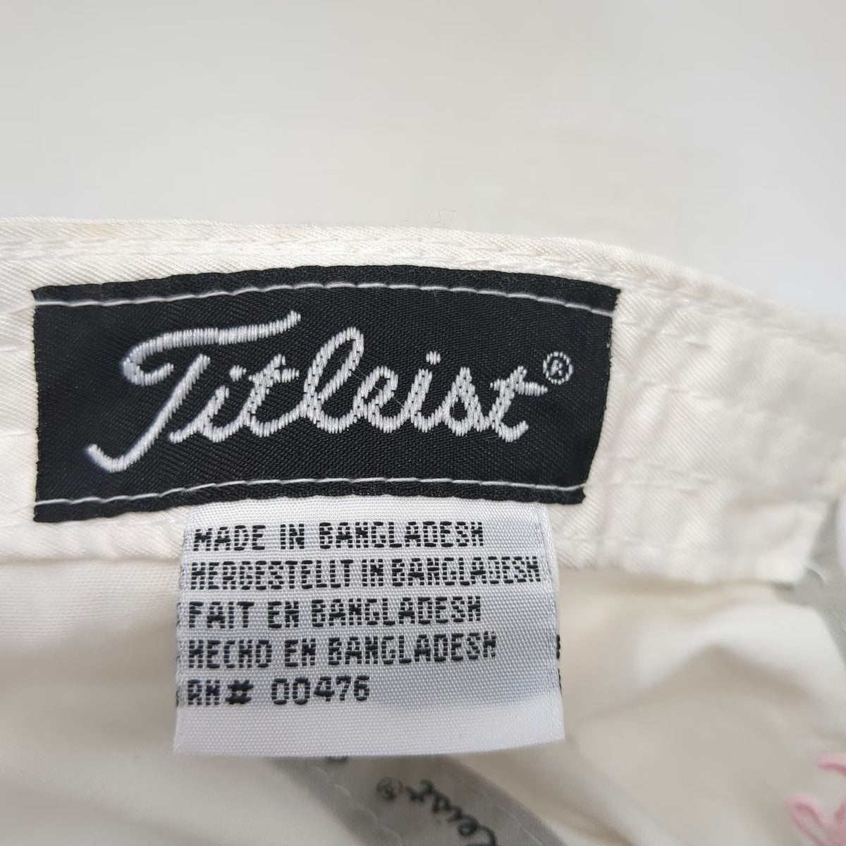 Titleist Baseball Cap White One Size Pink Script Logo Adjustable Slideback Hat