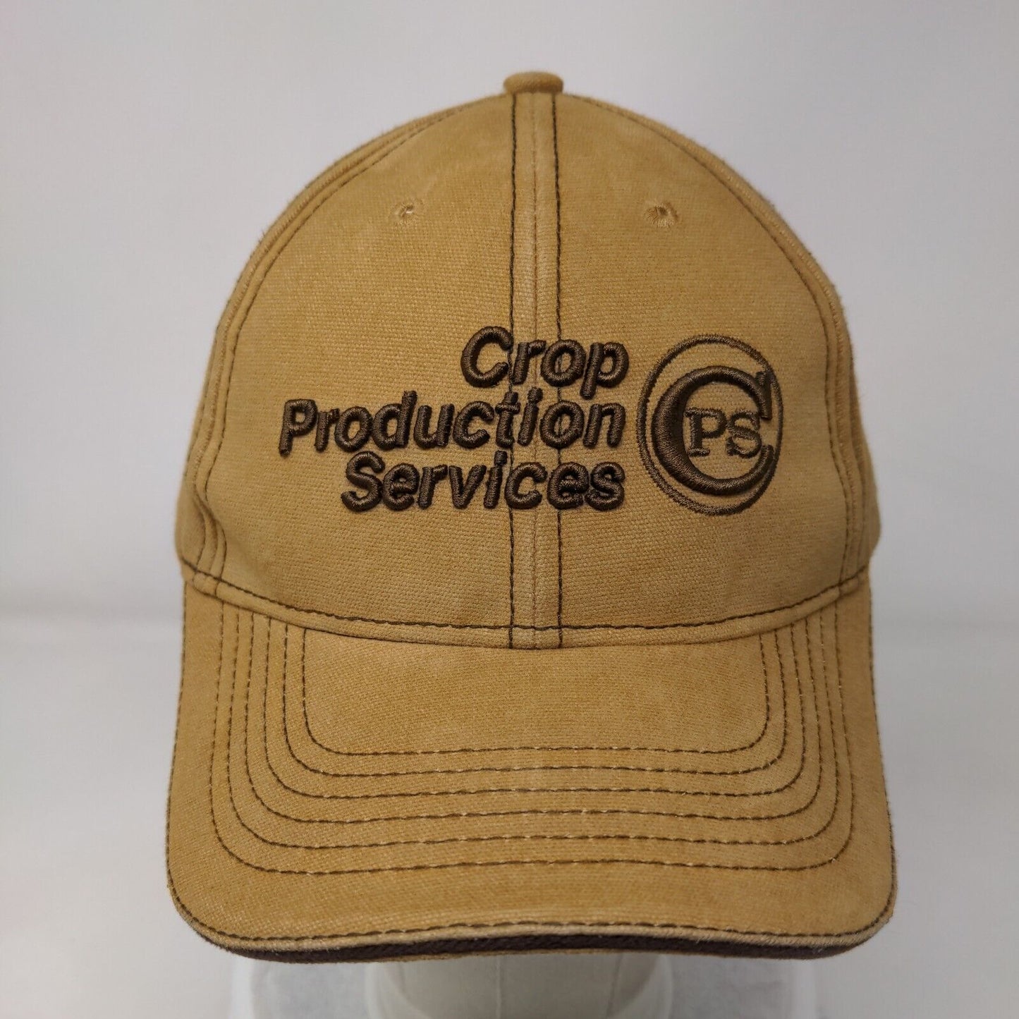 Crop Production Services Strapback Hat Tan One Size Embroidered 6 Panel
