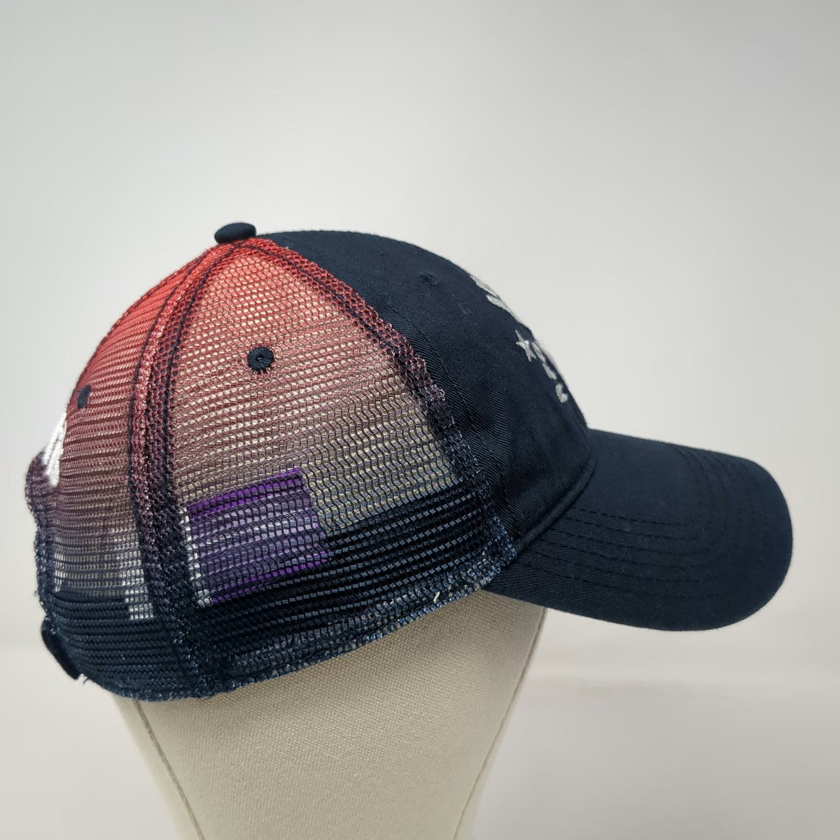 Harrah's Baseball Cap Blue OSFM American Flag Ombre Mesh Hat 1937 Embroidered