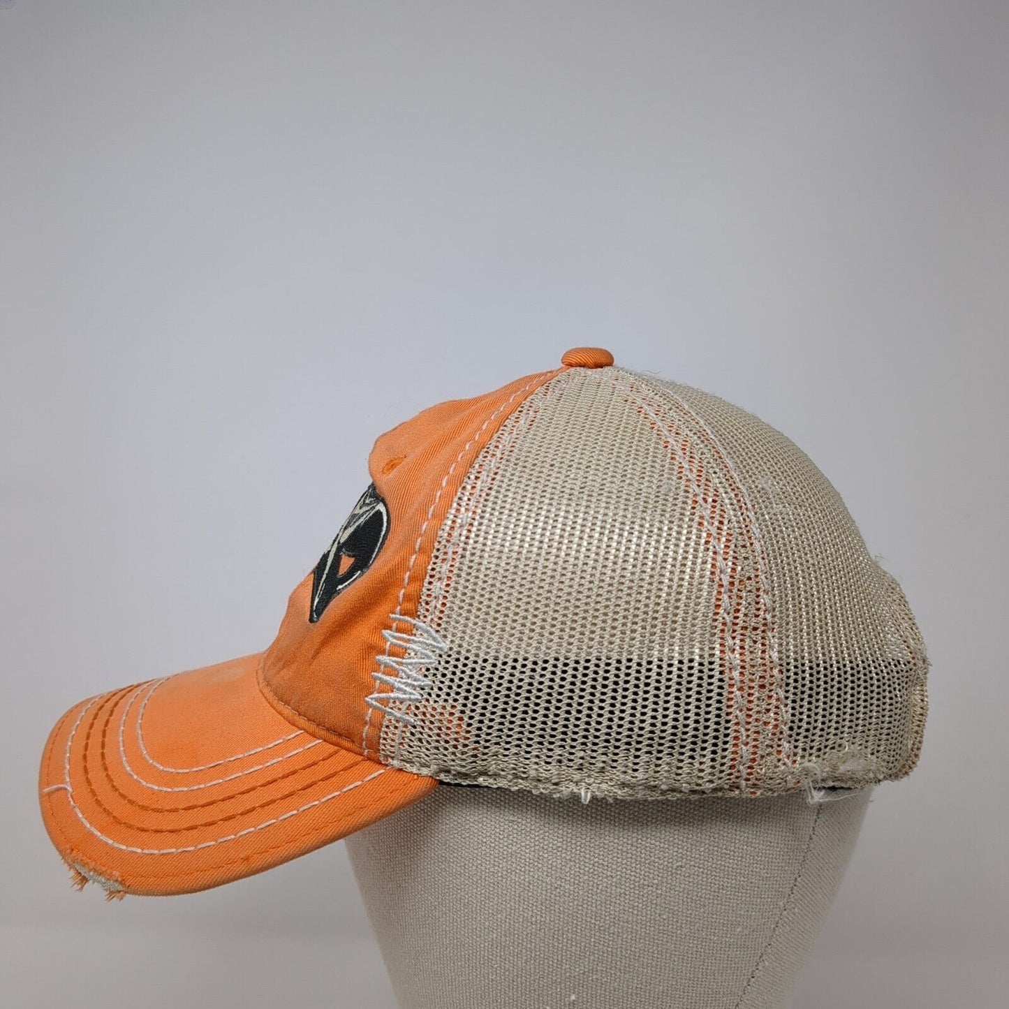 Outdoor Cap Strapback Trucker Hat Orange One Size Adjustable Distressed Mesh