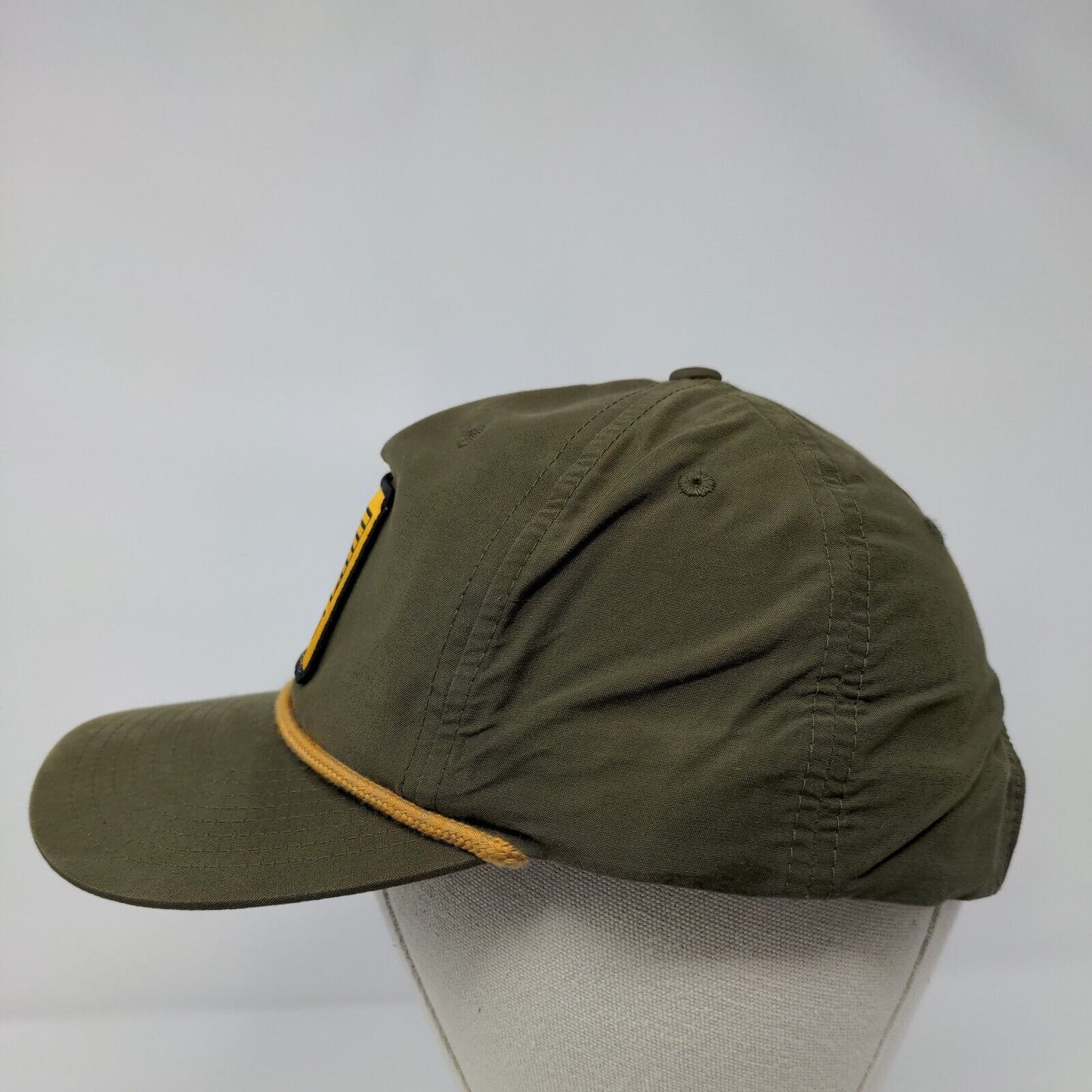 HEST Snapback Hat Green One Size Adjustable Embroidered Vented Holes Rope