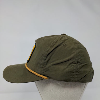 HEST Snapback Hat Green One Size Adjustable Embroidered Vented Holes Rope