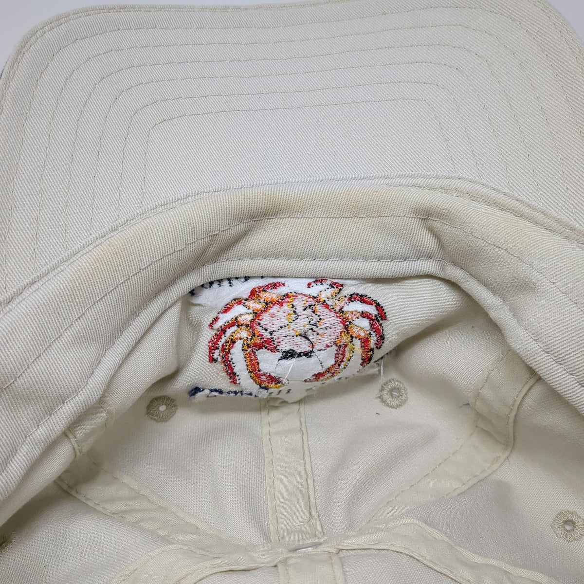Triangle Sport Baseball Cap Beige OS Hat I Caught Crabs Long Beach WA Slideback
