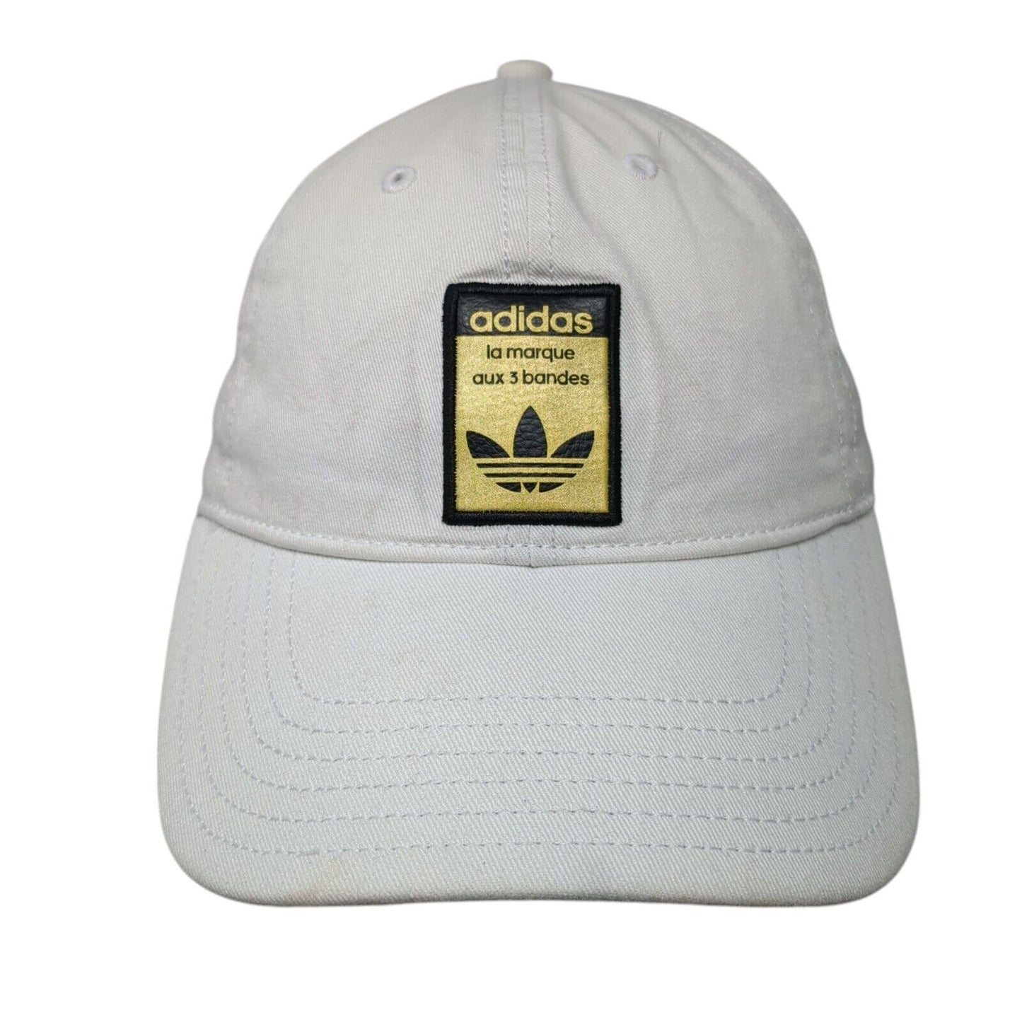Adidas Slideback Hat White One Size Adjustable Embroidered Patch Logo Cotton