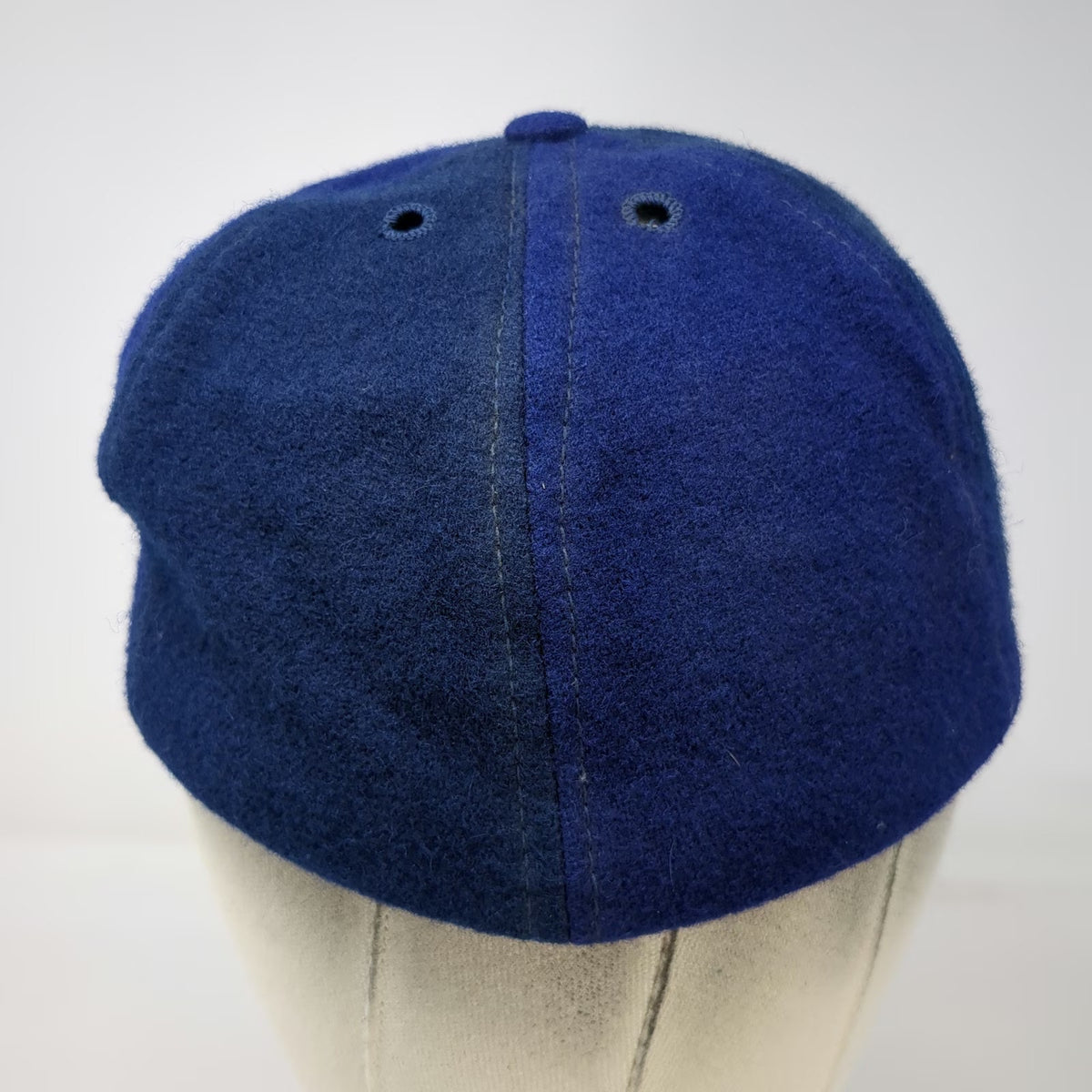 MacGregor Baseball Cap Blue 7 Wool Leather Sweatband Fitted Hat Vintage
