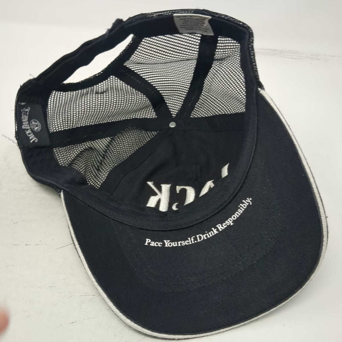 Jack Daniel's Baseball Cap Black One Size Mesh Back Strapback Hat Whiskey Logo