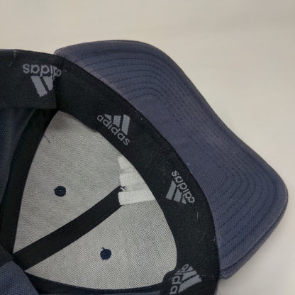 Adidas 3 Stripes Fitted Hat Blue L/XL Embroidered A-Flex Solid 6 Panel
