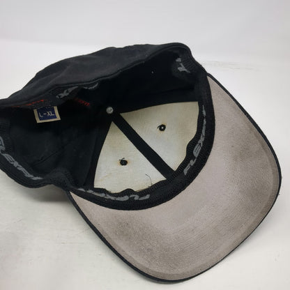 Flexfit Baseball Cap Black XL Curved Brim Underbrim Offset Logo Patch Hat