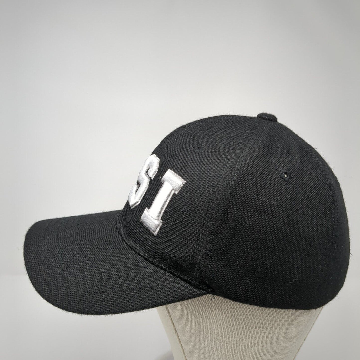 CSI Strapback Hat Black One Size Adjustable Embroidered 6 Panel Polyester