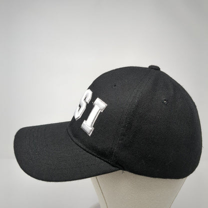 CSI Strapback Hat Black One Size Adjustable Embroidered 6 Panel Polyester