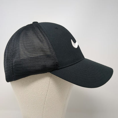 Nike Baseball Cap Black One Size Fitted Mesh Back Swoosh Structured Golf Hat