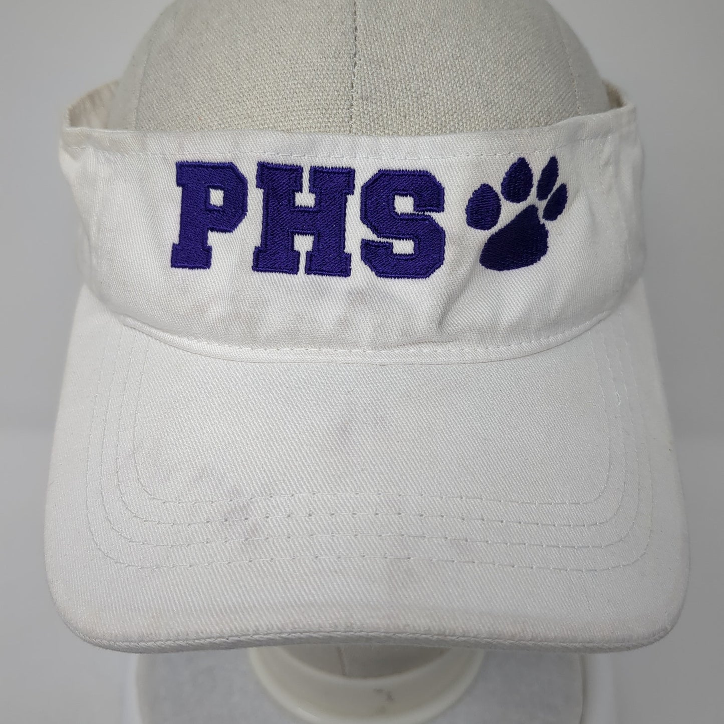 PHS Sun Visor Hat White One Size Adjustable Embroidered Lightweight Sportsman